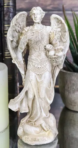 Vista 8 de Ebros - Estatua de Arcángel ortodoxo griego de la iglesia cristiana ortodoxa pintada en marfil de 5 pulgadas de alto (Barachiel The Blessings of God)
