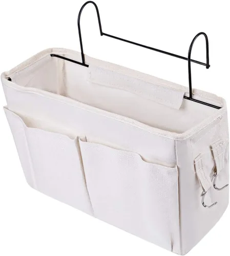Vista 2 de Kedoung - Paquete de 2 organizadores de mesita de noche para colgar con gancho, bolsillo de almacenamiento para cama para dormitorio, habitación