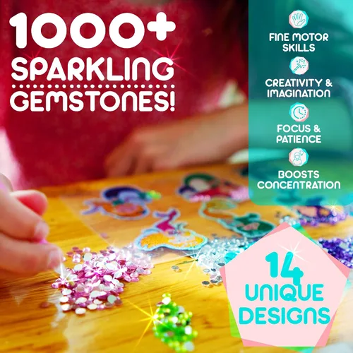 Vista 8 de Blue Squid Kits de arte de diamantes para niños, unicornio y sirena, divertido y fácil, kit de pintura de diamantes 5D para niños, kit de arte