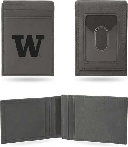 Vista 147 de Cartera de bolsillo frontal grabada con láser NCAA - Compacta/Cómoda/Delgada
