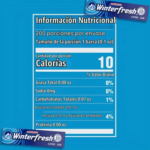 Vista 2 de WINTERFRESH - Goma de mascar a granel, 5 palitos por paquete (40) Mint gum bulk pack with 5 sticks per pack, pack of 40; portable packs for home