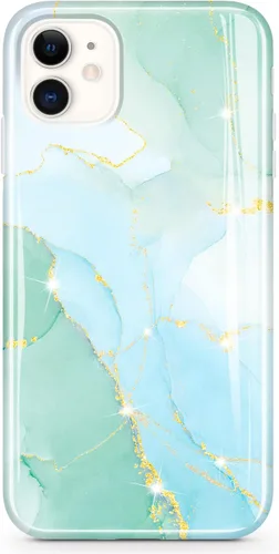 Vista 15 de Funda compatible con iPhone 11, diseño de mármol con purpurina dorada, delgada, a prueba de golpes, flexible, TPU suave, funda de silicona de goma