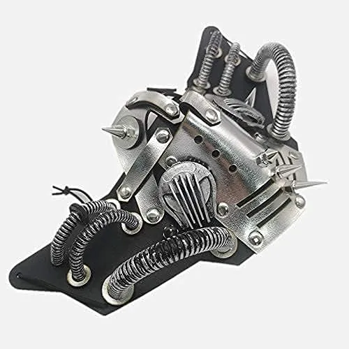 Vista 4 de Máscara de cuero steampunk para cosplay, máscara de mascarada con remache punk-Tubular