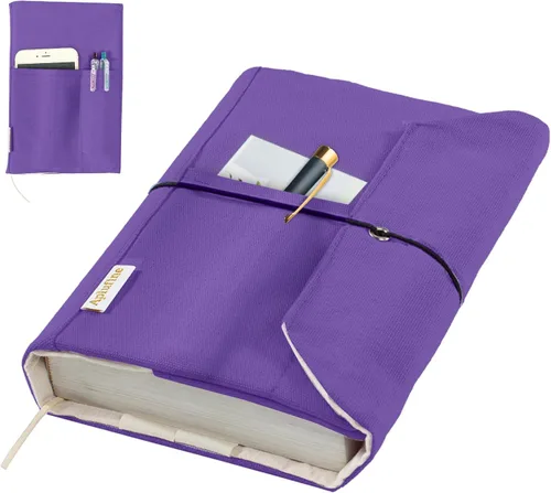 Vista 15 de Fundas de libro de lienzo, protector de libro lavable, funda de libro para novelas de tapa blanda, funda de libro ajustable para tapa dura