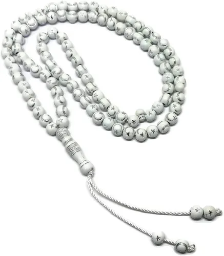 Vista 4 de Tasbih musulmán - Rosario de 99 cuentas AMN-238 con estrella lunar grabado en religioso islámico Eid Ramadán