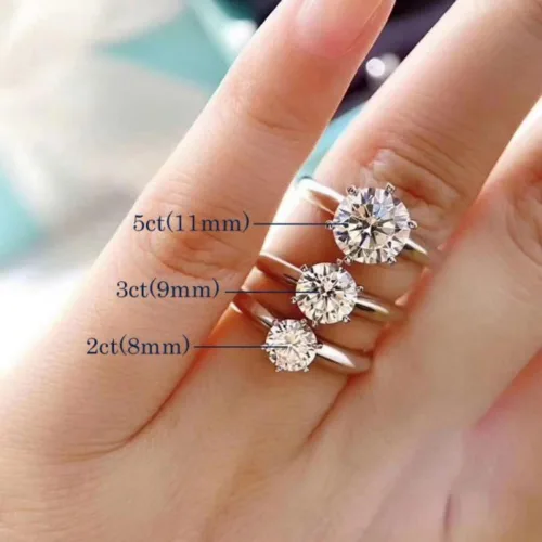 Vista 5 de Anillos de compromiso de moissanita de 3 quilates para mujer, anillos de compromiso de diamantes creados en laboratorio de color D con claridad FL