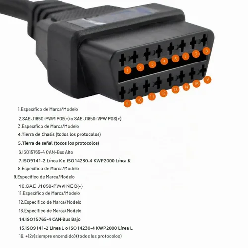 Vista 6 de iKKEGOL 1 pie pies 11.8 in/12 16 pines J1962 OBD OBDII OBD2 conector hembra coche diagnóstico cable de extensión cable de coleta DIY Mobley