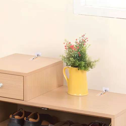 Vista 5 de VOSAREA Anclajes adhesivos para muebles, sin perforación, anclajes de pared para muebles, ganchos adhesivos para prevención de caídas, anti punta