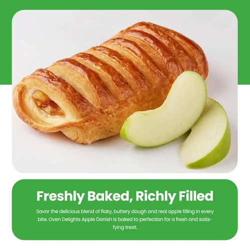 Vista 4 de Horno Delights Apple Danish America's Fruit - Panadería fresca - Pasteles de desayuno - Pasteles reales - perfectamente cocidos - sabor simplemente