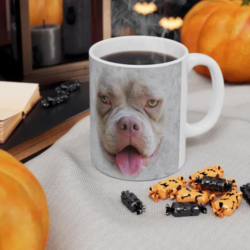 Vista 6 de Funny Gifts - Taza de café de cerámica blanca con diseño de perro American Bully de 11 onzas