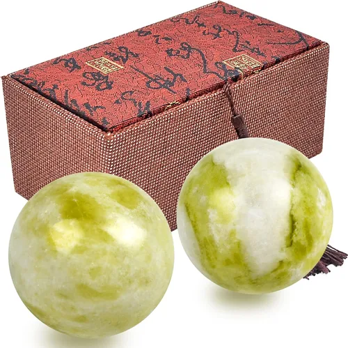 Vista 11 de Pelota de jade natural Baoding de 1.9 pulgadas para ejercicios de salud china, bolas de masaje para aliviar el estrés