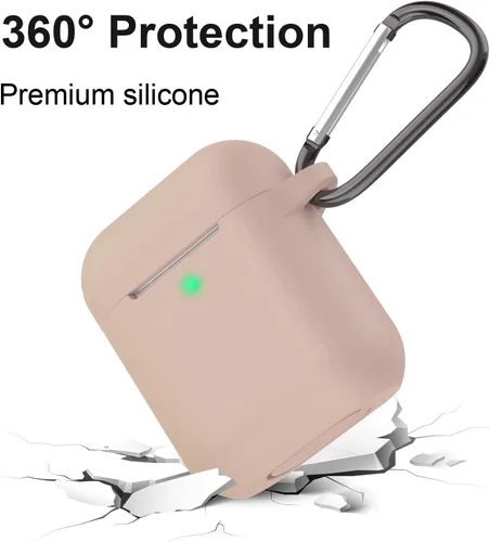 Vista 3 de Funda para AirPods de silicona, de protección completa, compatible con Apple AirPods 1 y 2, funda de carga inalámbrica y con cable