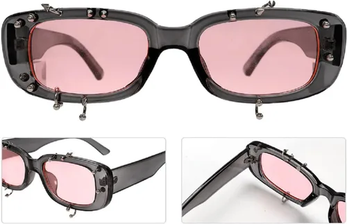 Vista 4 de punk Rivet Cyber Spike Decor Gafas de sol Wild Rock Gafas de sol para mujeres y hombres, gafas de sol modernas 13008