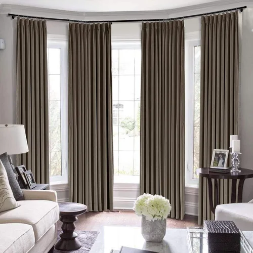 Vista 25 de Cortinas plisadas de doble pellizco extra largas sólidas de 2 pisos para ventana, sala, sala de teatro, oficina, sala, partición, atractivo Azul