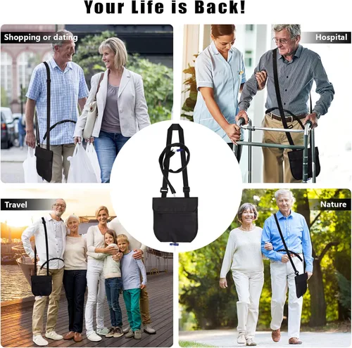 Vista 7 de Soporte para bolsa de drenaje de orina, funda ajustable para bolsa de catéter con cremallera, cubierta de tubo de catéter Foley, soporte impermeable