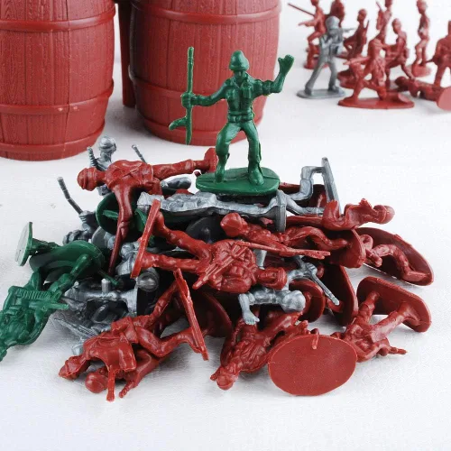 Vista 3 de NWFashion 150 piezas de juguete en miniatura juguete plástico tren ejército soldados figuras (3 colores)