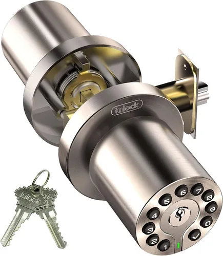 Vista 9 de iulock IU-20 Cerradura de puerta con código, pomo de puerta electrónico con teclado y llave, cerradura automática, resistente al agua, función