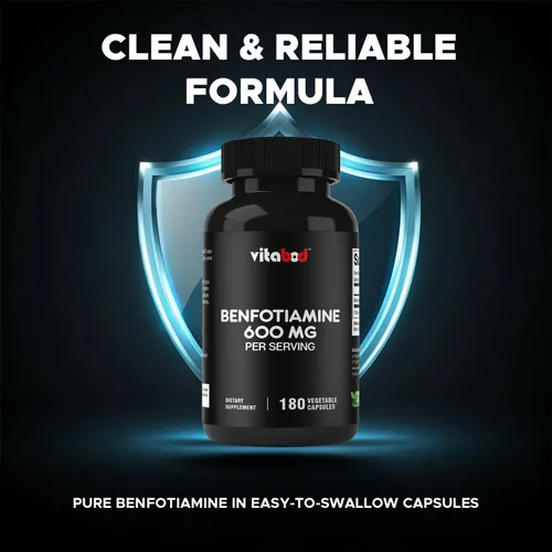 Vista 7 de Vitabod Benfotiamina 600mg - 180 cápsulas vegetarianas - Suplemento de vitamina B1 soluble en grasa