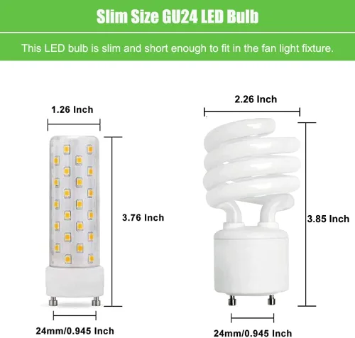 Vista 3 de GU24 Bombilla LED blanca neutra 4000K-4500K de alto brillo para ventilador de techo de baño, 13 W, 18 W, 23 W, T2, reemplazo de luz CFL en espiral