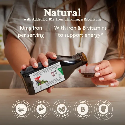 Vista 3 de Floradix Hierro y hierbas - Suplemento líquido a base de hierbas para apoyo energético - Suplemento de hierro con vitamina C y complejo de vitamina