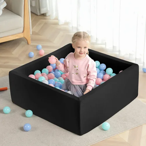 Vista 6 de TRENDBOX Pozo de pelotas de espuma viscoelástica de 35.4 x 35.4 x 13.8 pulgadas, equipo suave para piscina para niños pequeños, color negro