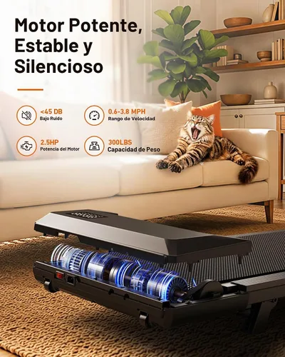 Vista 3 de Superun Walking Pad with 6% Incline, 2.5HP Treadmill, 300 lbs Dorado