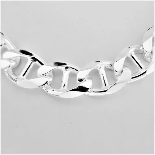 Vista 2 de Verona Jewelers - Collar de plata de ley 925 de 0.138 in, 0.177 in, 0.217 in, 0.256 in, 0.315 in, cadena de eslabones marineros planos, cadena