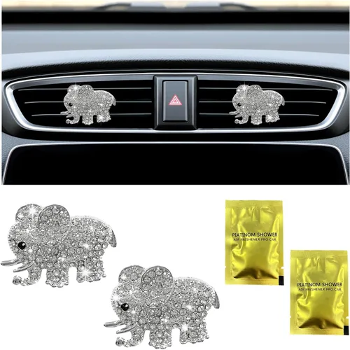 Vista 7 de Ziciner 2 piezas de dijes de clips para ventilación de aire de coche con corazón brillante, clips para salida de aire de coche con forma de corazón