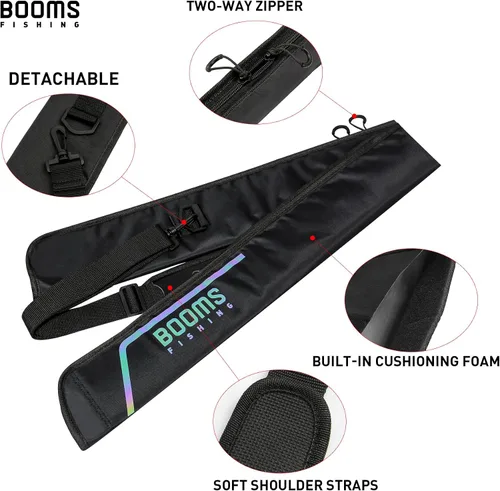 Vista 5 de Booms Fishing PB3 - Funda para caña de pescar de 4.4 pies a 5 pies, funda plegable portátil para caña de pescar con cremalleras bidireccionales