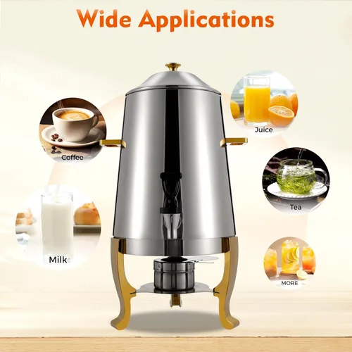 Vista 7 de Dispensador de bebidas calientes, urna eléctrica de café de 13 L, dispensador de bebidas frías y calientes de acero inoxidable con tabla
