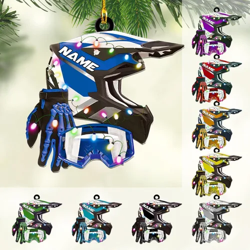 Vista 9 de Adorno personalizado de moto de motocross para hombres, adorno de motocicleta, adorno de Navidad para bicicleta, adorno de batcycle, regalo