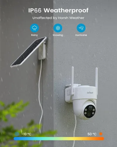 Vista 4 de ieGeek 2K Security Cameras Wireless Outdoor, 360°PTZ Solar Outdoor Camera