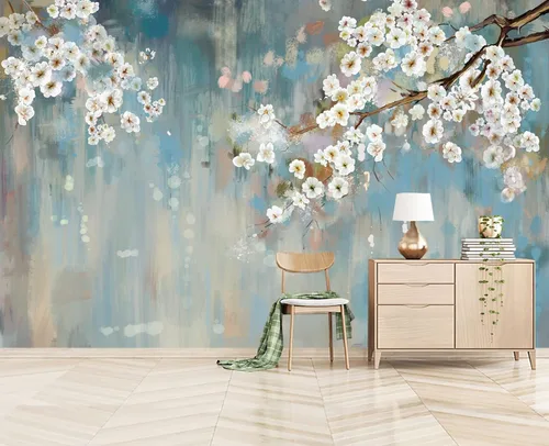 Vista 18 de Papel pintado 3D de flores doradas en relieve para dormitorio, 103 x 69 pulgadas