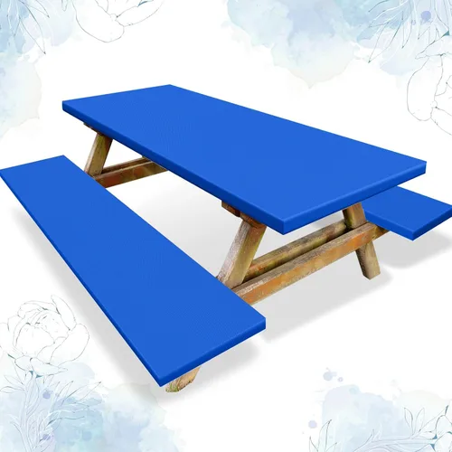 Vista 15 de Funda de mantel ajustable de 3 piezas para mesa de pícnic y bancos, para mesa de 6 pies, 30 x 72 pulgadas, vinilo con bordes elásticos ajustables