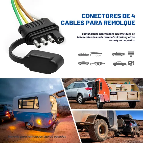 Vista 6 de MECMO Conector plano de extremo de remolque de 4 vías de 25 pulgadas, enchufe de arnés de cableado de remolque de 4 clavijas de 16 AWG con cubierta