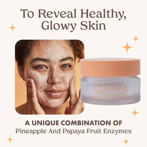 Vista 3 de Kopari California Glow Enzyme Exfoliante facial, exfoliante facial aclarante e iluminador de la piel, apoya el antienvejecimiento, aceite de coco