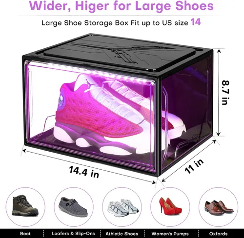 Vista 4 de Oltraman Organizador de almacenamiento de zapatos para armario, estante plegable para cajas de zapatos, paquete de 2, contenedores apilables