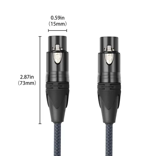 Vista 6 de Paquete de 2 cables de audio de equilibrio de 3 pines hembra a hembra, cables de conexión de micrófono de 3 pines, cables de conexión XLR hembra DMX