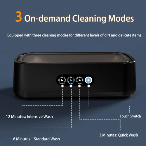 Vista 4 de Limpiador ultrasónico, 2025 mejorado 22oz 48KHz Máquina ultrasónica de limpieza de joyas para anteojos, brochas de maquillaje, relojes, dentaduras