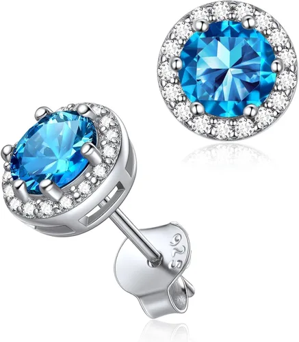 Vista 17 de ChicSilver Aretes de piedra natal para mujer de plata de ley 925