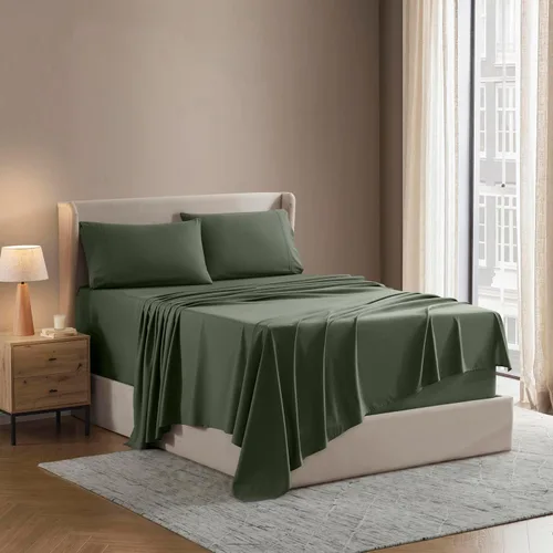 Vista 20 de Nestl - Juego de sábanas tamaño individual, sábanas de cama, color blanco, bolsillo profundo de 3 piezas 01-Blanco