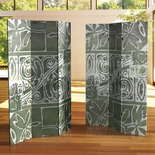 Vista 6 de Oriental Furniture - Divisor de habitación de lona verde oliva de doble cara de 6 pies de alto Oliva Verde