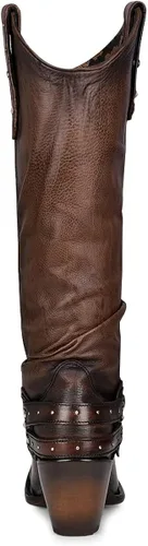 Vista 5 de Cuadra Botas altas para mujer en cuero bovino marrón