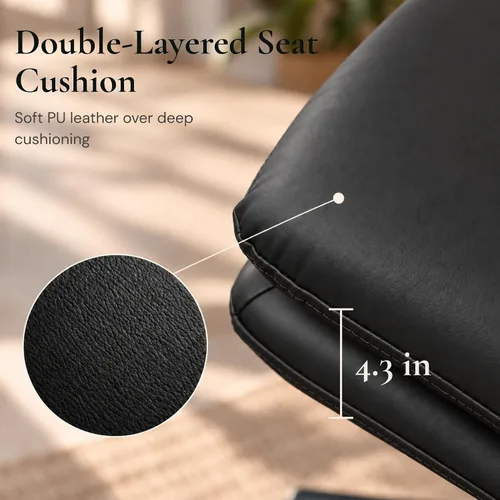 Vista 6 de NYPOT Silla de escritorio sin brazos con ruedas para sentarse entrecruzada, silla sin brazos anchos con patas cruzadas, taburete giratorio ajustable