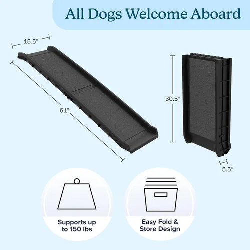 Vista 2 de PETMAKER - Rampa plegable y antideslizante para mascotas para que los perros entren en automóviles, camiones, SUV o caravanas, rampas portátiles