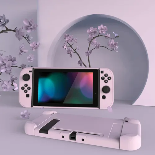Vista 4 de eXtremeRate PlayVital Back Cover for Nintendo Switch Console, NS Joycon Handheld Separable Protector Hard Shell, Soft Touch Dockable Protective Case
