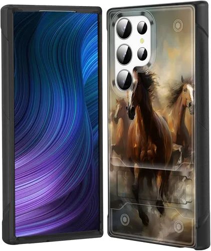 Vista 77 de Funda para Galaxy S24 Plus con soporte, doble capa híbrida de policarbonato duro y silicona suave, resistente a prueba de golpes, funda protectora