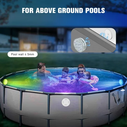 Vista 5 de Qoolife - Luces recargables sumergibles para piscina con mando a distancia, impermeables, carga subacuática, operadas por batería, controladas, 25