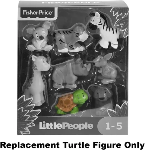 Vista 6 de Pieza de repuesto para el juego Fisher-Price Little People Safari Animal Friends - GFL22 ~ Figura de tortuga verde y marrón de repuesto