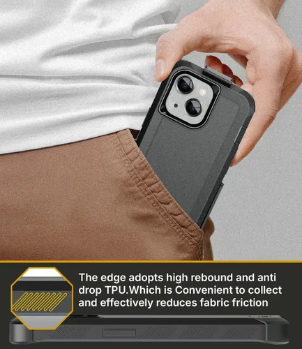 Vista 8 de MOTIVE Funda diseñada para iPhone 13 con clip para cinturón, funda resistente de grado militar, funda de protección resistente para hombres, diseño